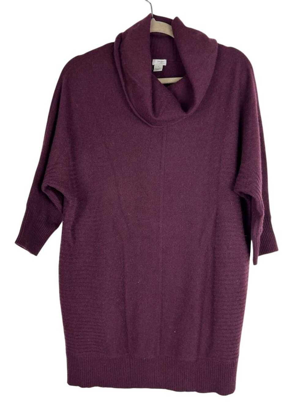 Halogen Cashmere Burgundy Cowl Neck Dress Tunic Medium Womens 100% Cashmere
